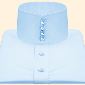 Sky Blue High Band Collar Shirt: Men&#39;s Mandarin Style, 100% Cotton