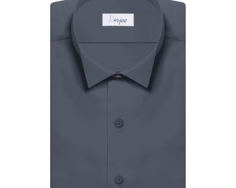 dark gray mens dress shirt Charcoal Twill Natural Stretch Cotton Dress Shirt 17