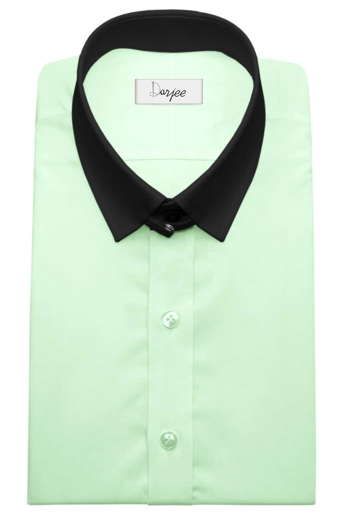Mint Green Shirt in Tab Collar Men James Bond Style Outfit Loop Kent Collar Dress Shirt Snap