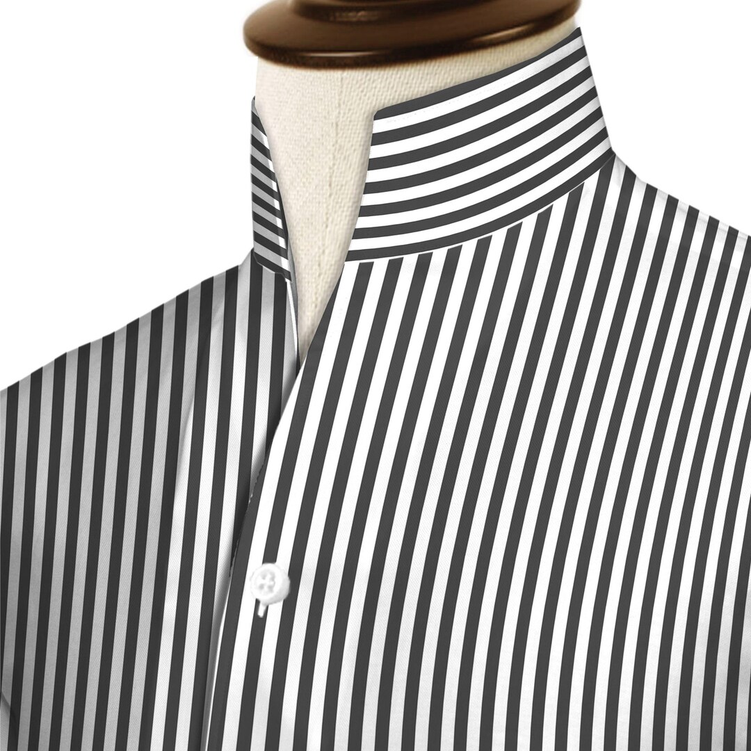 【くみ】hibiniti collarless stripe shirt くみ様専用】hibiniti collarless stripe shirt