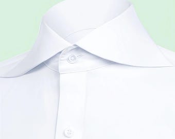 Vintage Style Spearpoint Collar Shirt: 80s 90s Italian Giza Cotton Dress Shirt