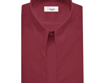 mens burgundy dress shirts Men's Basic Solid Color Button Up Shirt (Burgundy) / Large/16-16.5 Neck/34-35 Sleeve Party Wear Burgundy Men Shirt