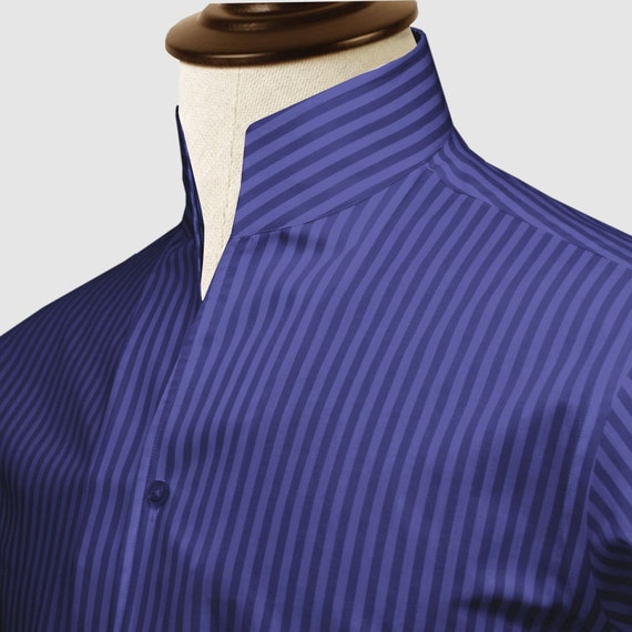 High Standing Open Buttonless Collar Dress Shirt Collar Too High Navy Blue Stripes High Band China Mandarin Standing Collar Men Cotton Shirt - Etsy High Standing Open Buttonless Collar Dress Shirt Collar Too High Navy Blue Stripes High Band China Mandarin Standing Collar Men Cotton Shirt - Etsy