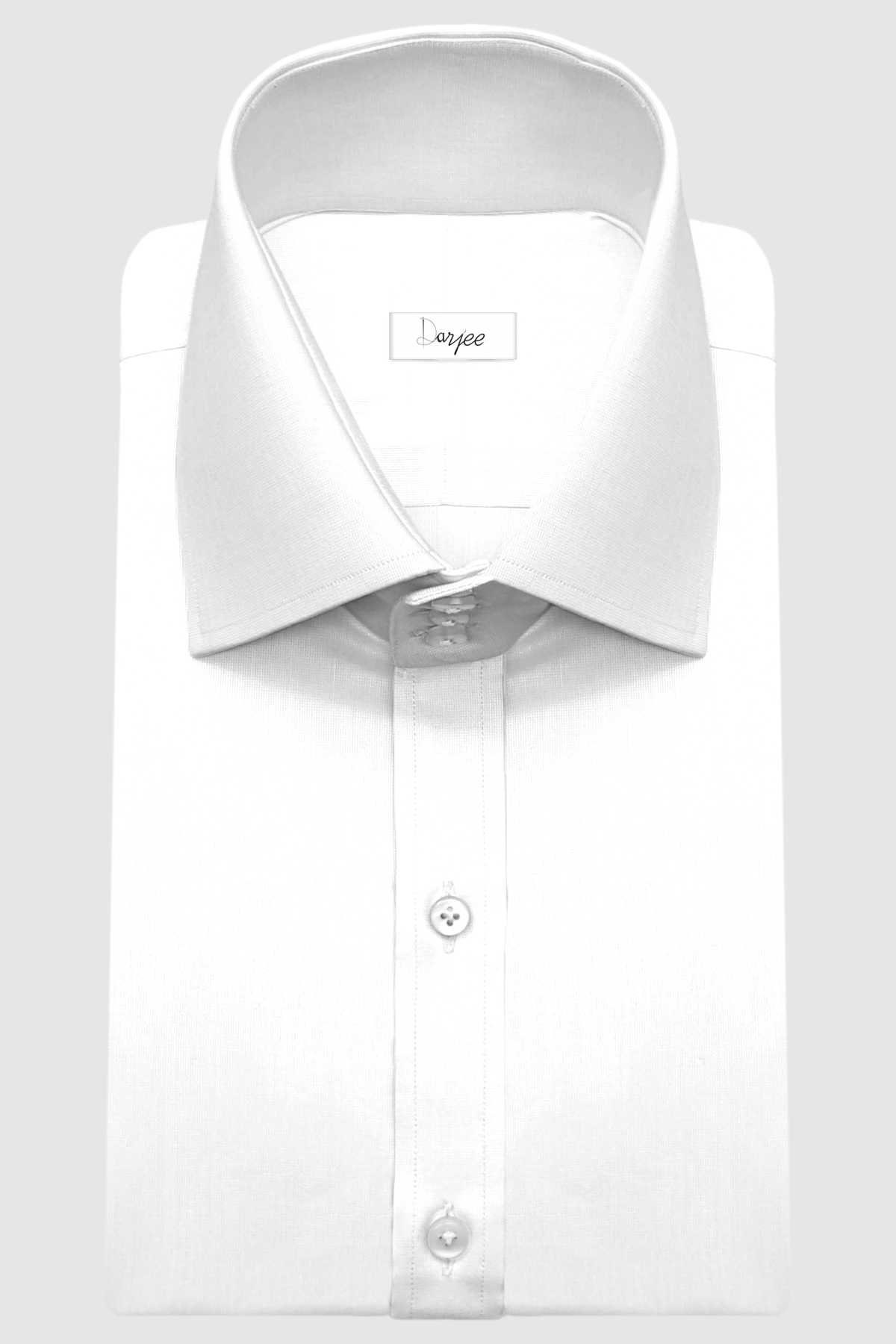 Solid White High Spread Collar Dress Shirt Mens/ 3" Tall Neck 4 Buttons ...