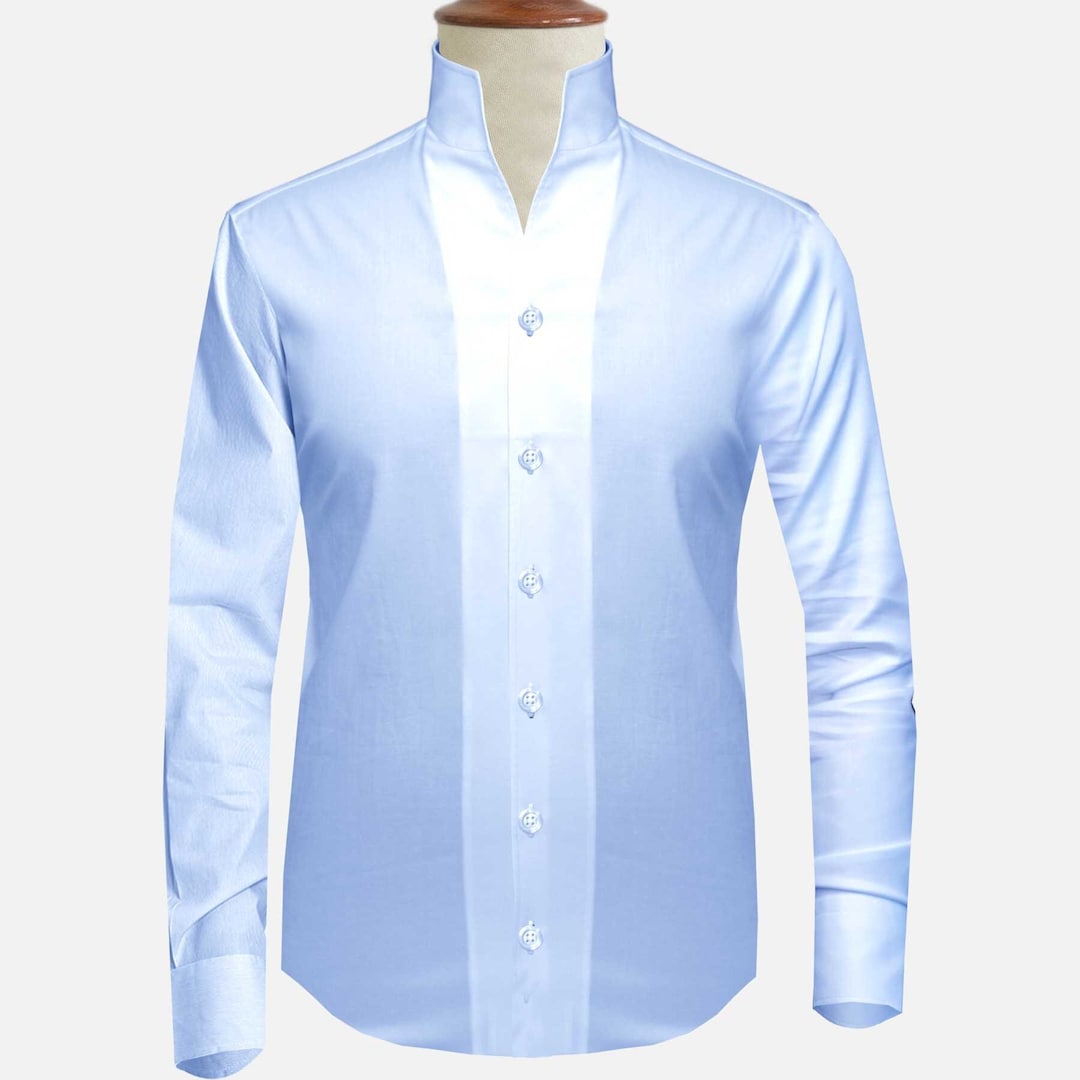 Long Pointed Collar White Men Shirt 50s, 60s, 70s Vintage