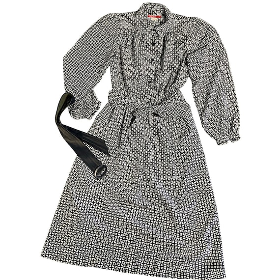 Halston, Vintage Halston III Signature 4 Dress 2 Belts Pockets Button Up Collar Elastic