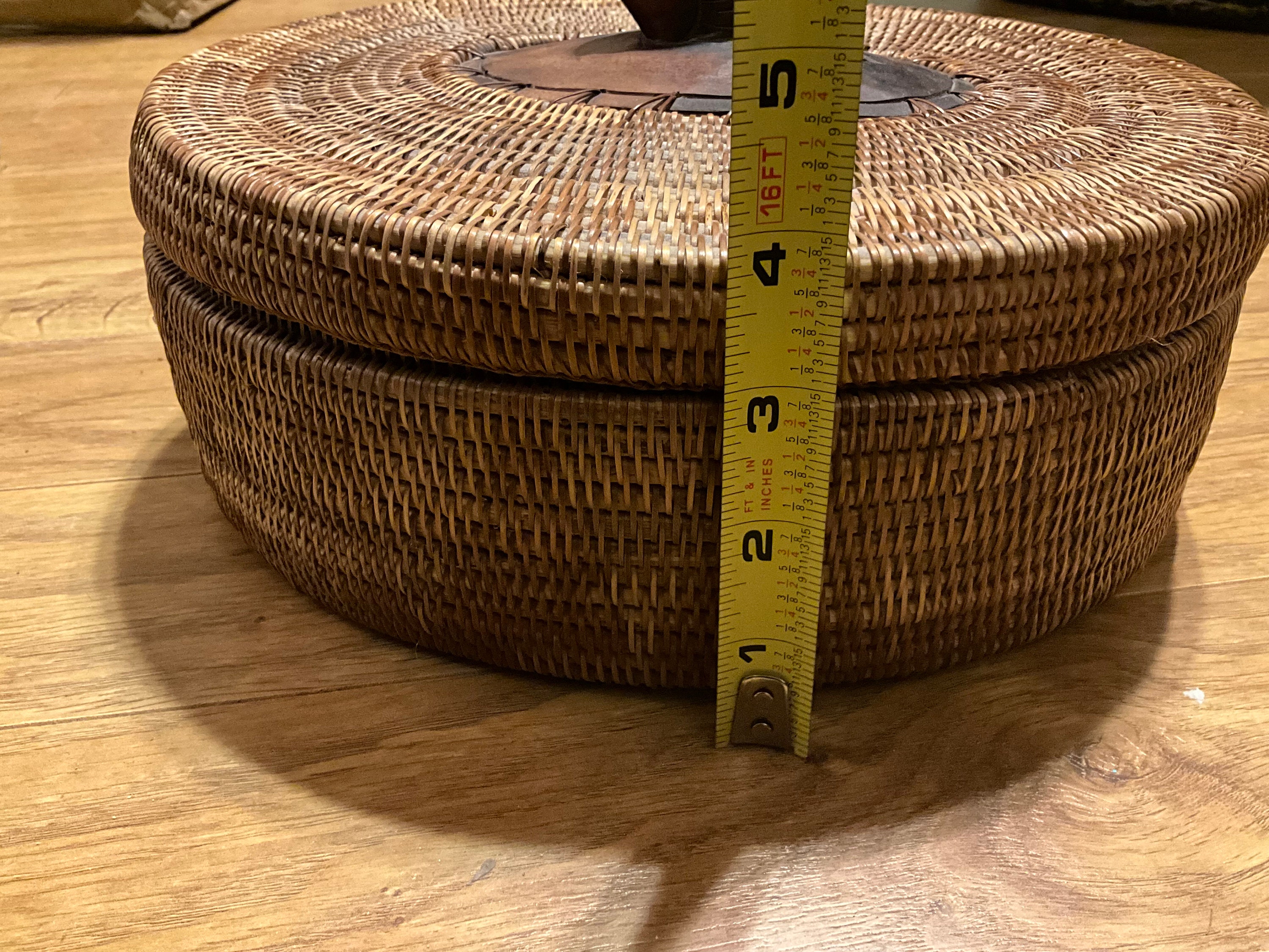 Decorated Coiled Grass Basket Carved Fish Finial Indonesia Etsy