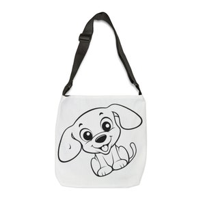 Tote Bag Cartoon Dog Character: Stylish and Adjustable Premium Bag with Zip, Great for Shopping or Travel, Unique Birthday Gift