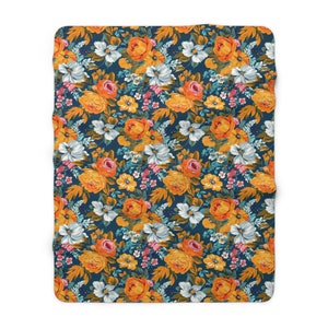 Premium Sherpa Fleece Blanket: Lush Floral Print - Cozy and Luxurious, Perfect for Snuggling, Ideal Birthday Gift, Housewarming Gift