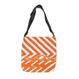 Tote Bag Orange Chevron: Stylish and Adjustable Premium Bag with Zip, Great for Shopping or Travel, Unique Birthday Gift