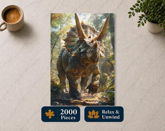 Dinosaur Triceratops - 2000 Piece Jigsaw Puzzle, Indoor Fun