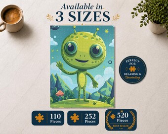 Glooby The Alien Jigsaw Puzzle – 110, 252 & 520 Pieces – Cute Alien Puzzle Gift, Relaxing Activity, Unique Gift Idea, Puzzle for Adults