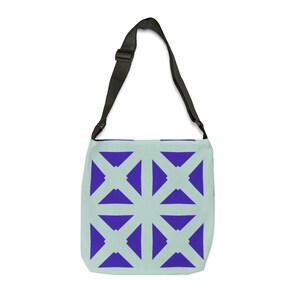 Tote Bag Green and Blue Bold Lattice: Stylish and Adjustable Premium Bag with Zip, Great for Shopping or Travel, Unique Birthday Gift
