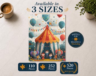 Circus Fun Jigsaw Puzzle – 110, 252 & 520 Pieces – Fun Puzzle Gift, Relaxing Activity, Unique Gift Idea, Puzzle for Adults