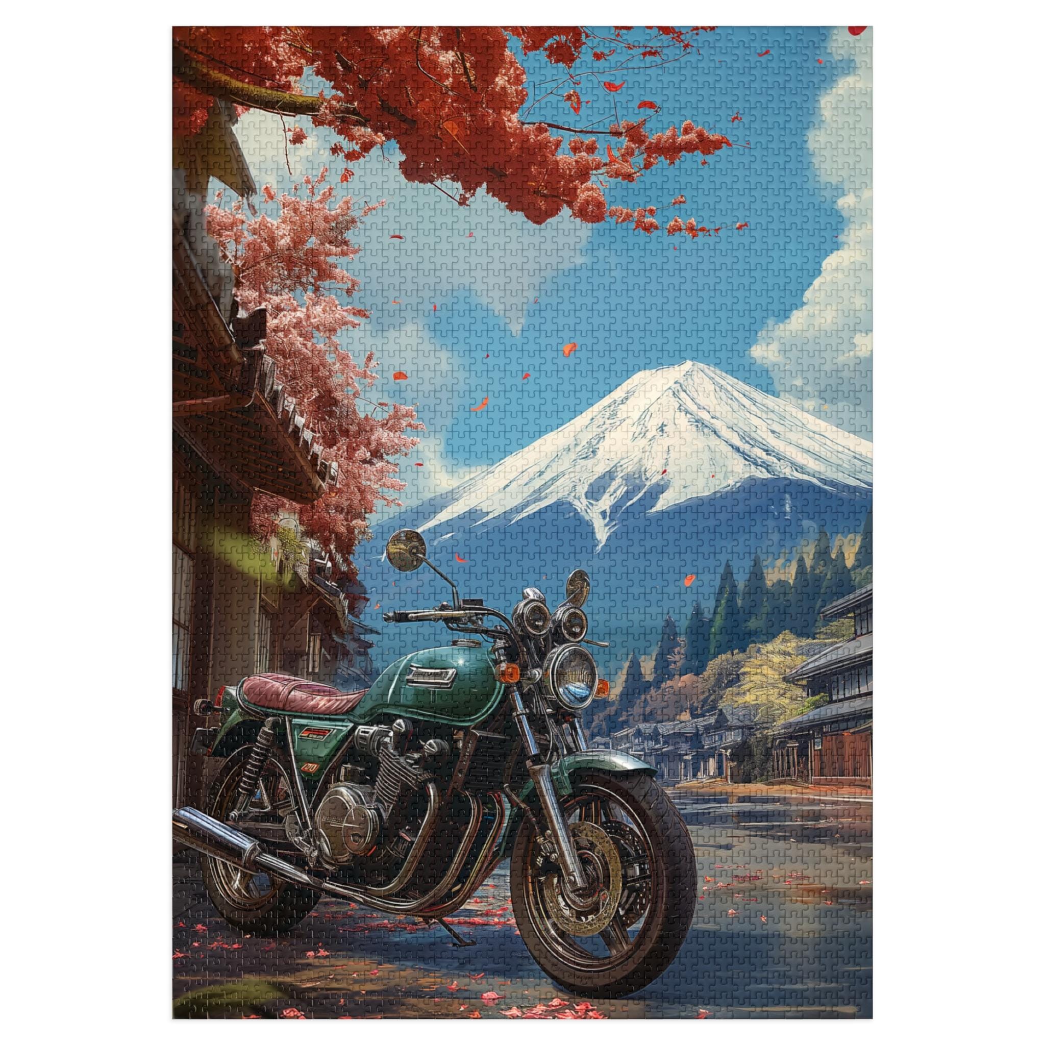 富士山のバイク - 2000ピースのジグソーパズル、室内で楽しめる