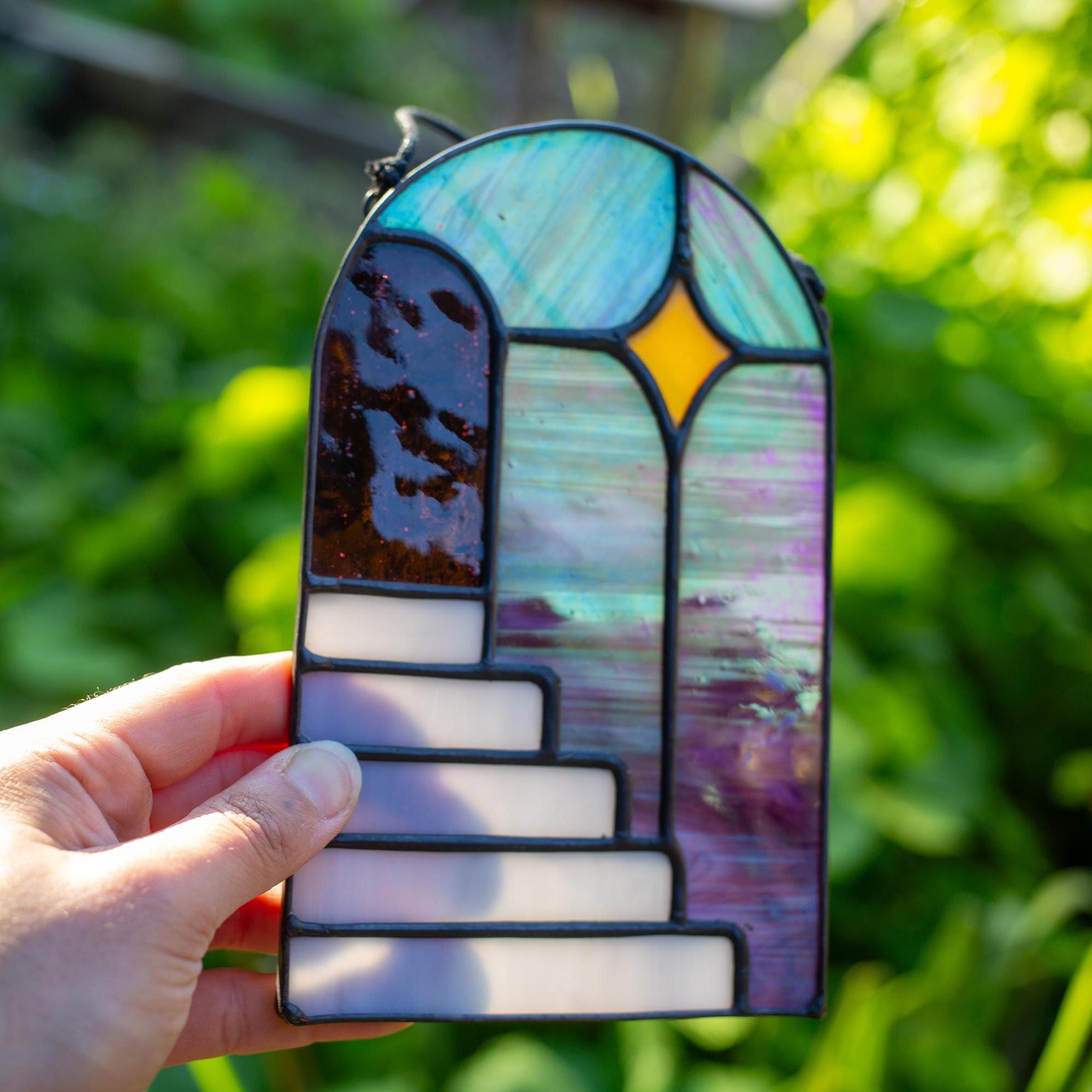 Iridescent Portal Stairway Stained Glass Art - Etsy