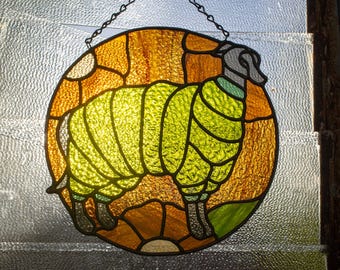 70s Inspired Pupper in a Puffer - Stained Glass Suncatcher