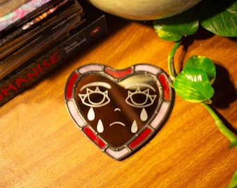 Red Crybaby Stained Glass Heart- Ring Dish/Mini Mirror