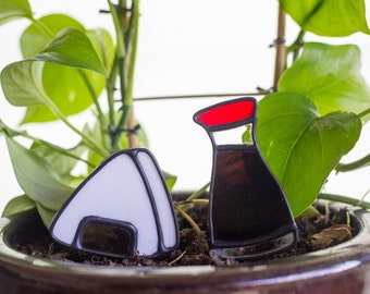 Stained glass indoor pot plant stake - Onigiri & Soy Sauce