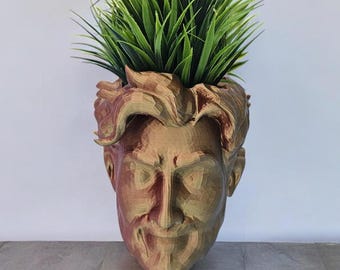 3D Printed Face Planter Pot: Unique Head-Shaped PLA Decor