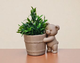 3D Printed Bear Planter: Woodland Nursery Decor, Succulent Holder