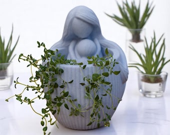 Mother & Child Hug Planter: Minimalist PLA Succulent Pot