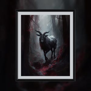 Black Sabbatic Goat Art Print - Dark Occult Poster for Home Decor