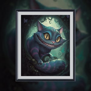 Cheshire Cat Art Print - Alice in Wonderland Poster for Home Decor