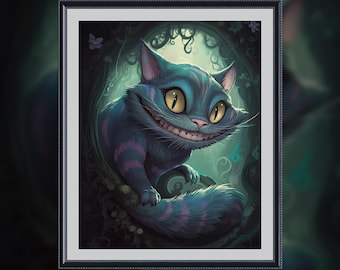 Cheshire Cat Art Print - Alice in Wonderland poster voor woondecoratie
