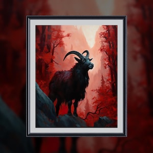 Black Goat in the Forest - Ambient Occult Poster for Home Decor
