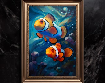 Clownfish in the Ocean || Art Poster Print