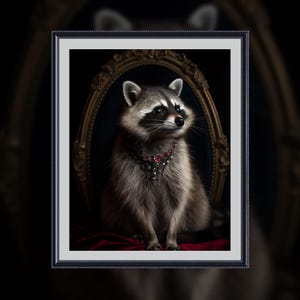 Procione su un cuscino di velluto - Poster con ritratto di animale per l&#39;arredamento della casa