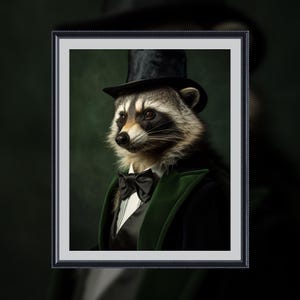 Stampa artistica di procione vittoriano - Poster vintage con ritratto di animale gotico per l&#39;arredamento della casa