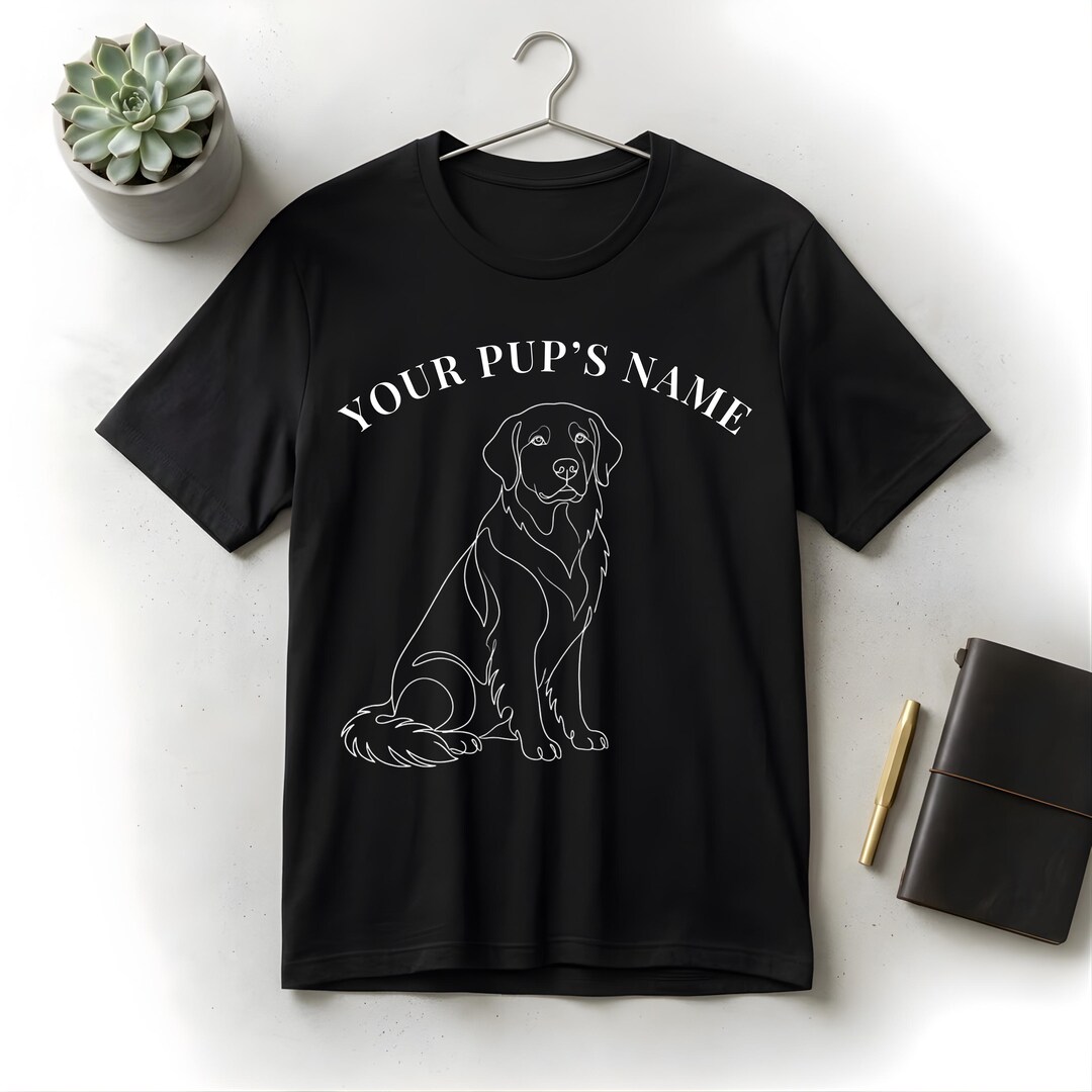 Personalized Golden Retriever Line Art Tee, Custom Dog Name Shirt ...