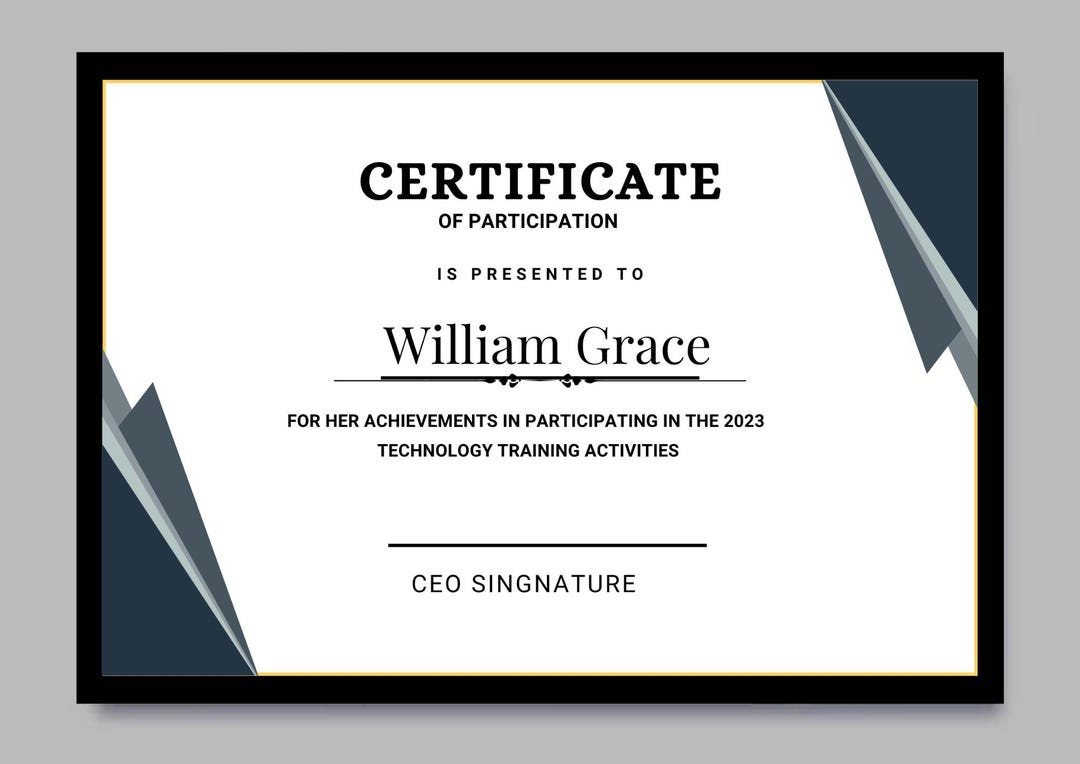 PARTICIPATION AWARD | Diy Certificate | Competition Award | Editable ...