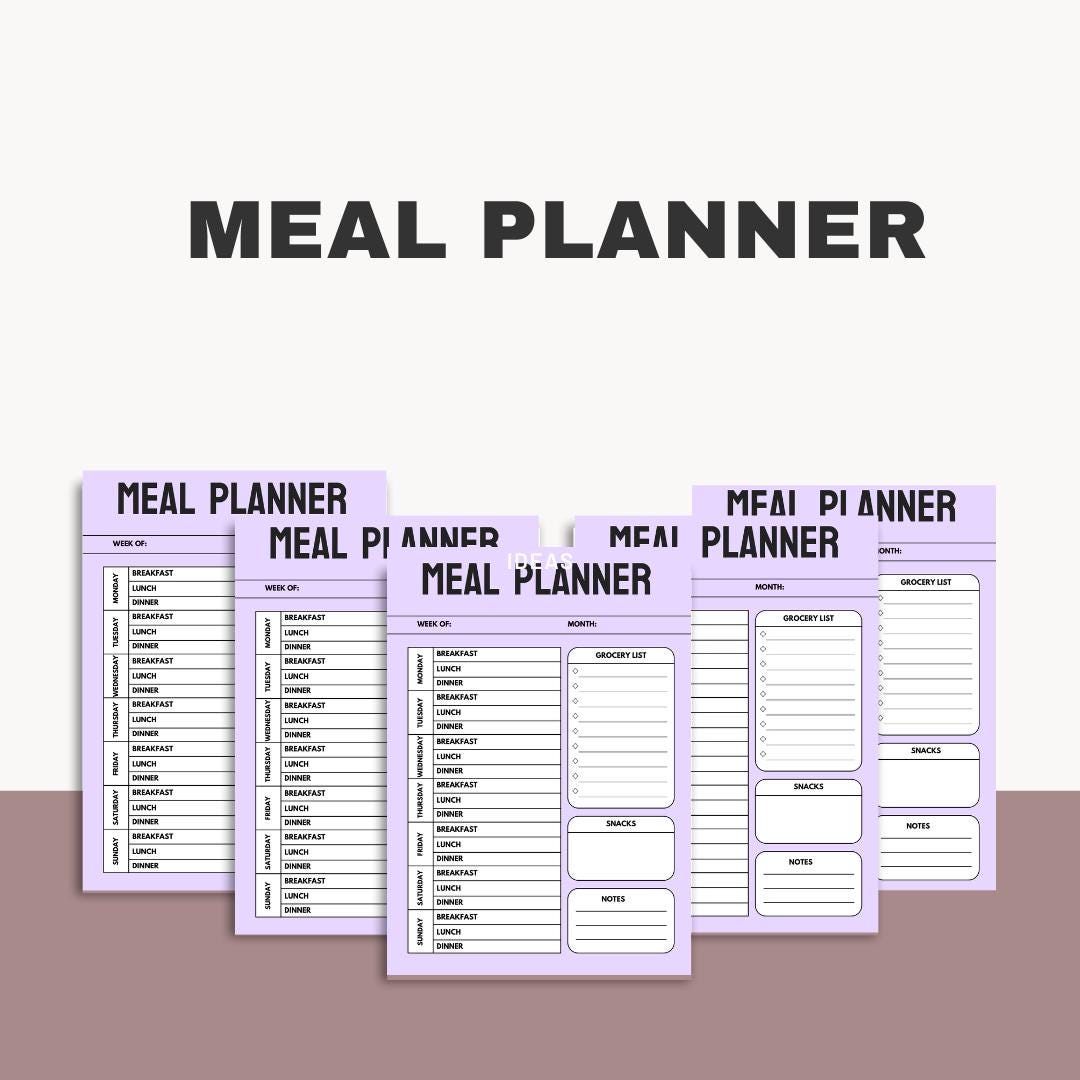 PDF MEAL PLANNER | Meal Plan Organizer | Bold Meal Schedule | Custom ...