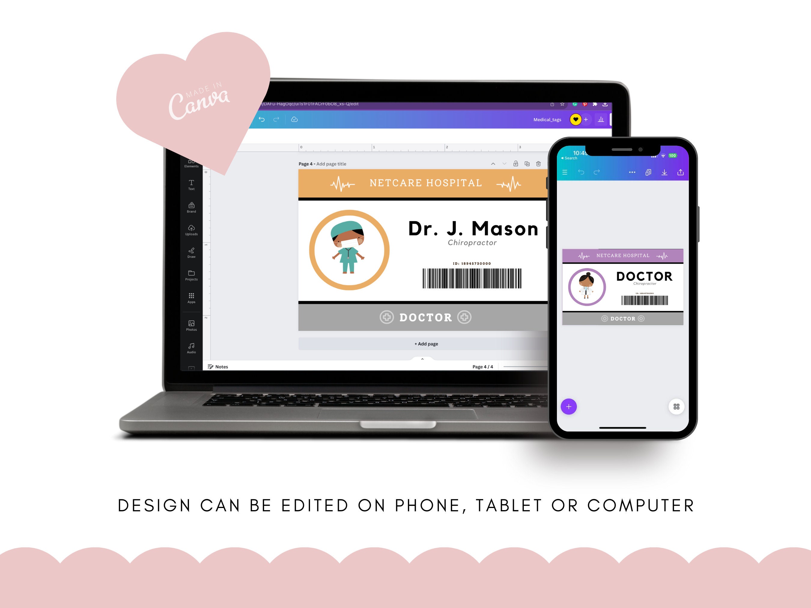 Kids Doctor Tag & Nurse Name Badge - Editable Medical ID Card | Pretend ...