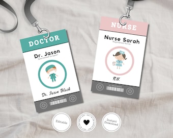 Kids Doctor Tag & Nurse Name Badge - Editable Medical ID Card | Pretend Play