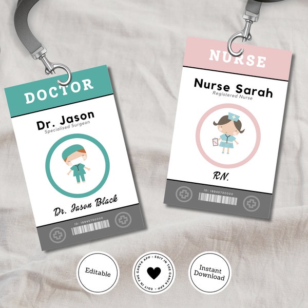 Kids Doctor Tag & Nurse Name Badge - Editable Medical ID Card | Pretend Play