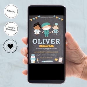 Tarjeta de invitación para médico infantil / Linda invitación médica