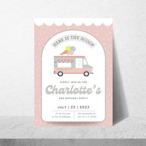 Pastel Pink Ice Cream Invitation: Here&#39;s the Scoop on the Sweetest Ice Cream Truck Party