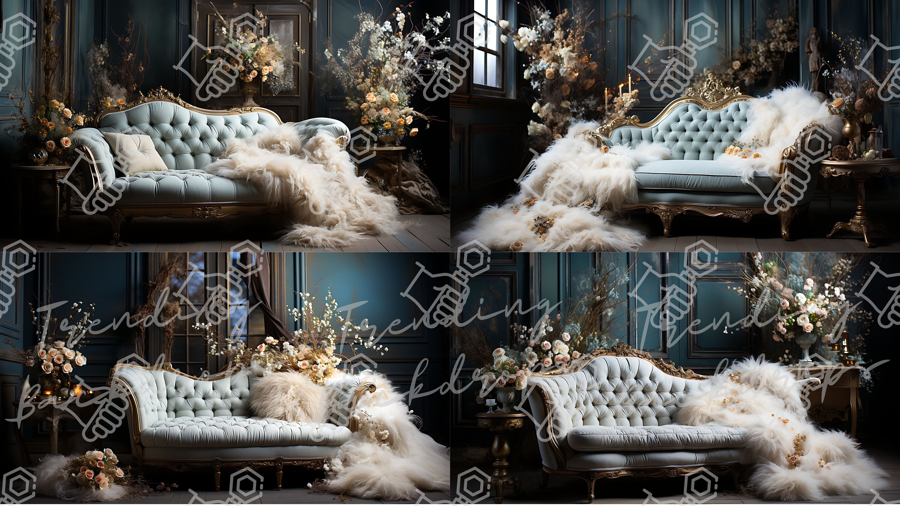 Luxurious Sofas Digital Backdrops, Royal Sofa Backdrops, Maternity Digital Backdrops, Luxury
