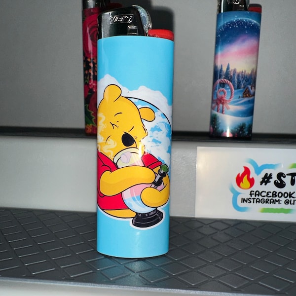 Stoner Winnie Da Pooh Lighter, Custom Lighter Wraps, Gangsta, Thug, 420, Gift For Her, Gift For Him, Christmas, Holiday Gifts, Stoner