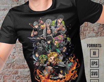 Premium Anime Vector Template, Anime png for shirts, svg, ai, eps, png hd, Ready for DTF, DTG, Sublimation Printing