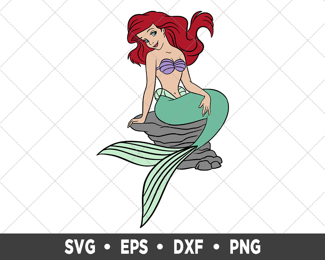 ariel-on-rock-stencil