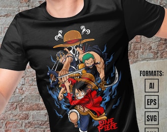 Premium Anime Vector Template, Anime png for shirts, svg, ai, eps, png hd, Ready for DTF, DTG, Sublimation Printing