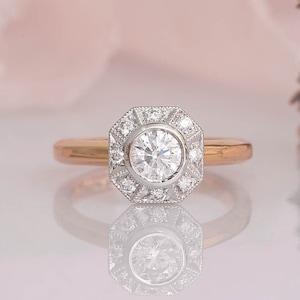 Victorian Cubic Zirconia Ring: 925 Sterling Silver Gold Plated Band