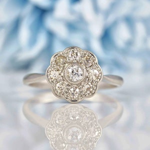 Moissanite Diamond 925 Sterling Silver Ring: Victorian Floral Statement