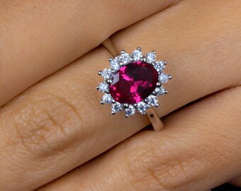 Sterling Silver Ruby Engagement Ring: Vintage Victorian Style