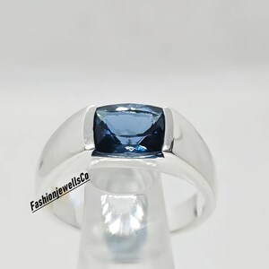 Genuine Blue Topaz Ring/ 925 Sterling Silver/ Dainty December birthstone Ring/ Blue Topaz Bezel Set Ring/ Personalised Rings For Man/ Women.